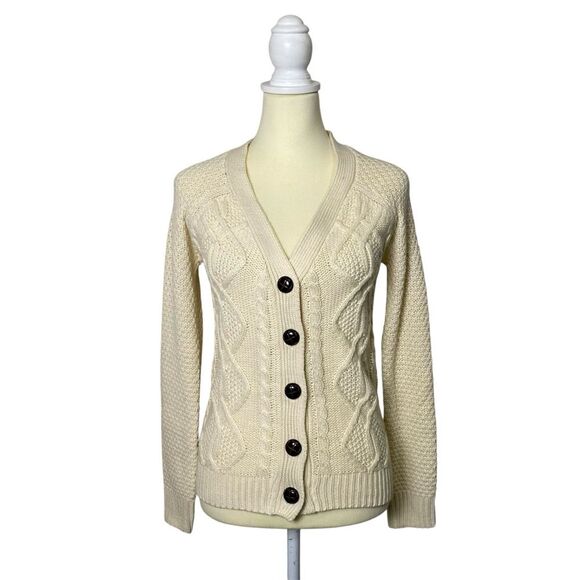 NWT Wet Seal Chunky Knit Button Front Cream Cardigan Sweater Women's Size XS - Picture 1 of 15